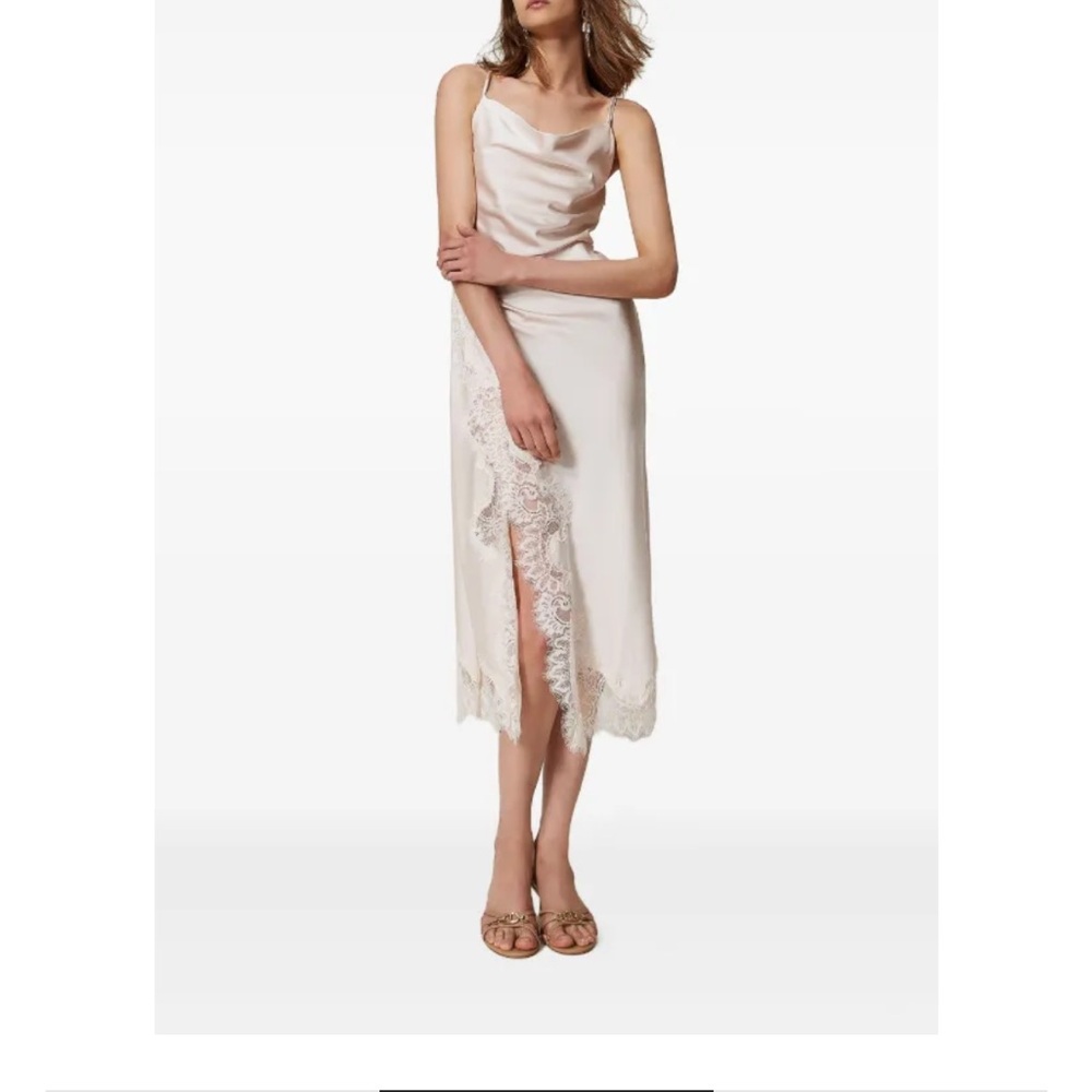 TWINSET lace-trim satin slip dress perfect for wedding. Never worn, still in bag